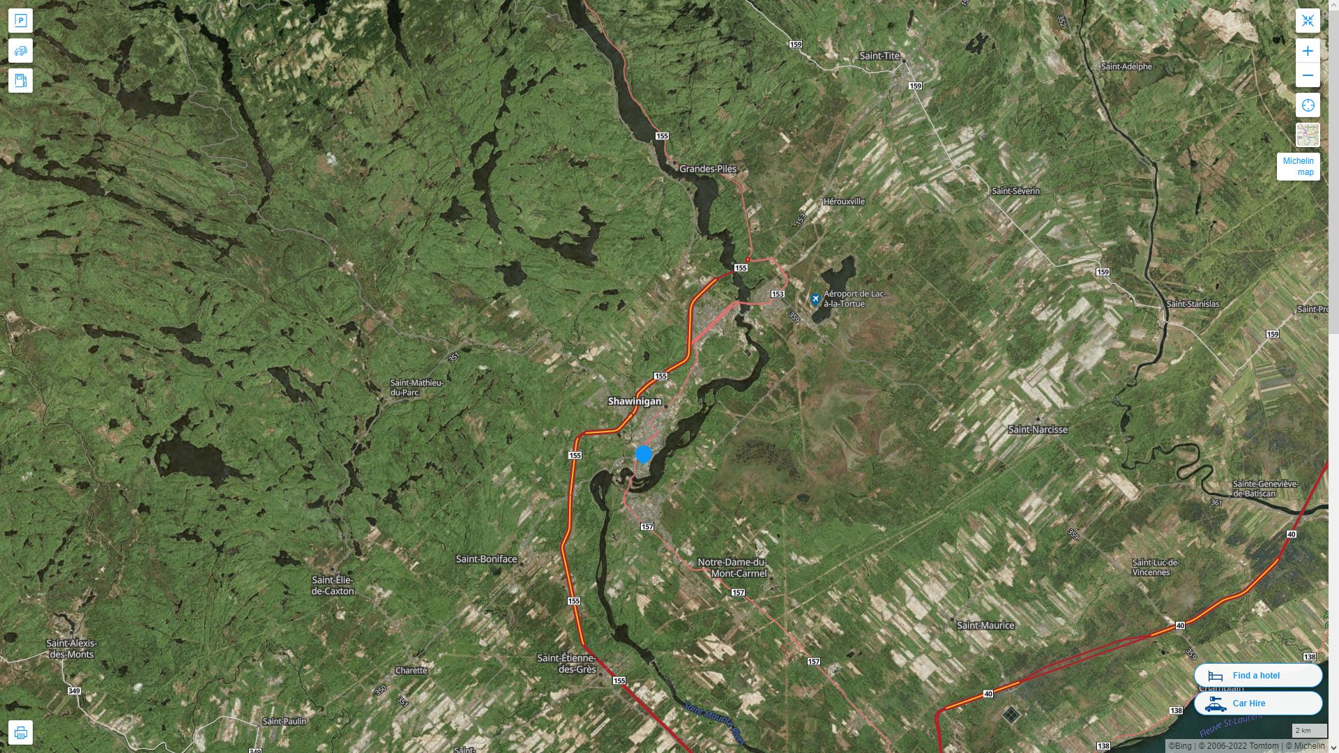 Shawinigan Highway and Road Map with Satellite View